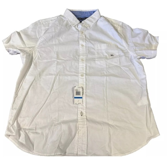 Nautica Mens Button Up Short-Sleeve Oxford Shirt Bright White XL Extra Large - Picture 3 of 5